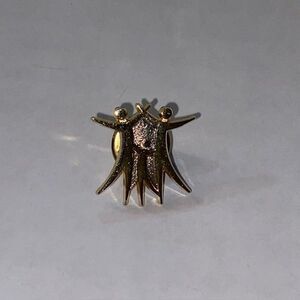 Dancing Family Three People Gold Tone Lapel Pin